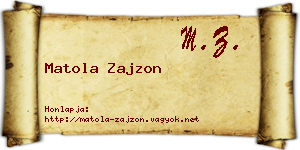 Matola Zajzon névjegykártya